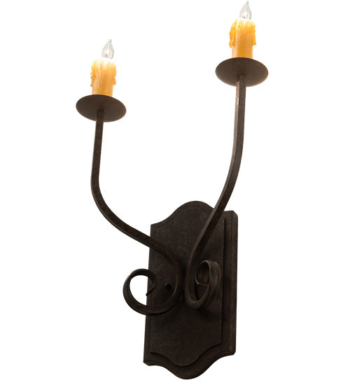 Meyda Lighting Samuel 14" 2-Light Coffee Bean Wall Sconce With Ivory Faux Candlelight
