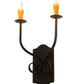 Meyda Lighting Samuel 14" 2-Light Coffee Bean Wall Sconce With Ivory Faux Candlelight