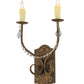 Meyda Lighting Samuel 14" 2-Light Pompeii Gold Wall Sconce With Ivory Faux Candlelight
