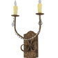 Meyda Lighting Samuel 14" 2-Light Pompeii Gold Wall Sconce With Ivory Faux Candlelight