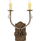 Meyda Lighting Samuel 14" 2-Light Pompeii Gold Wall Sconce With Ivory Faux Candlelight
