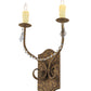 Meyda Lighting Samuel 14" 2-Light Pompeii Gold Wall Sconce With Ivory Faux Candlelight