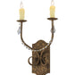 Meyda Lighting Samuel 14" 2-Light Pompeii Gold Wall Sconce With Ivory Faux Candlelight