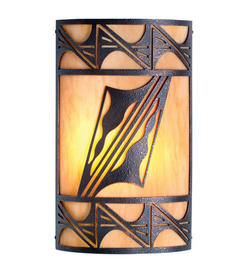 Meyda Lighting San Tan 12" 2-Light Copper Rust Wall Sconce With Ambra Siena Idalight Shade