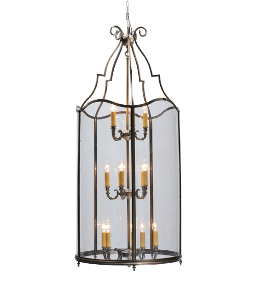 Meyda Lighting Sanctuary 31" 15-Light 3-Tier Antique Brass Pendant Light With Crystal Idalight Shade Glass
