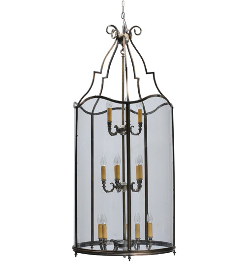 Meyda Lighting Sanctuary 31" 15-Light 3-Tier Antique Brass Pendant Light With Crystal Idalight Shade Glass