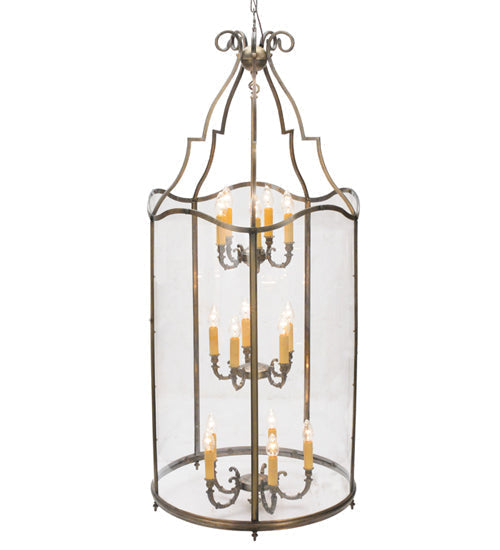 Meyda Lighting Sanctuary 31" 15-Light 3-Tier Antique Brass Pendant Light With Crystal Idalight Shade Glass