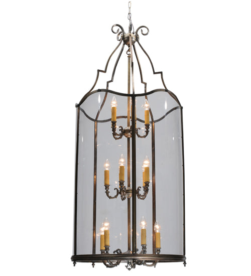 Meyda Lighting Sanctuary 31" 15-Light 3-Tier Antique Brass Pendant Light With Crystal Idalight Shade Glass