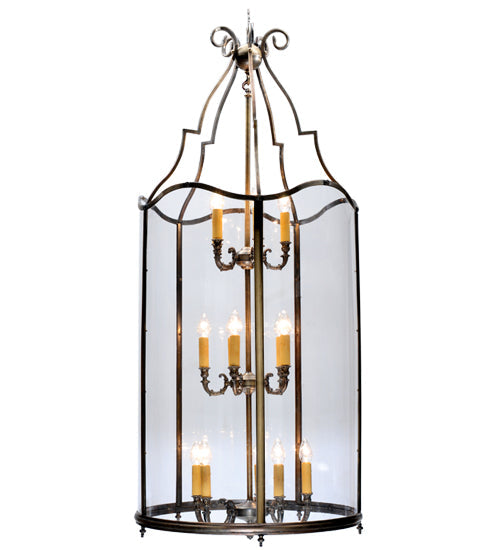 Meyda Lighting Sanctuary 31" 15-Light 3-Tier Antique Brass Pendant Light With Crystal Idalight Shade Glass