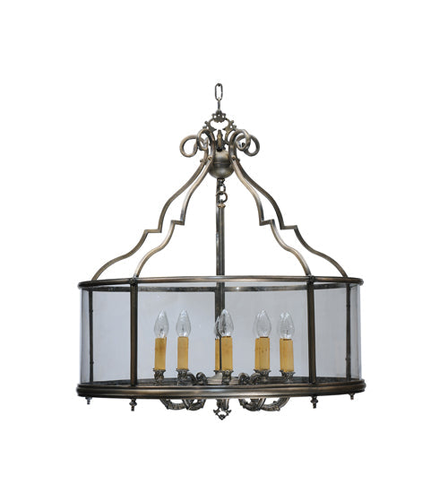 Meyda Lighting Sanctuary 36" 10-Light Antique Brass Pendant Light With Clear Crystal Idalight Shade Glass