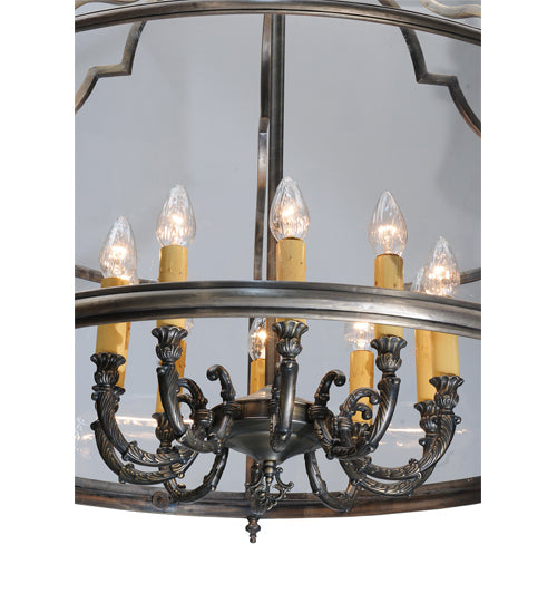 Meyda Lighting Sanctuary 36" 10-Light Antique Brass Pendant Light With Clear Crystal Idalight Shade Glass