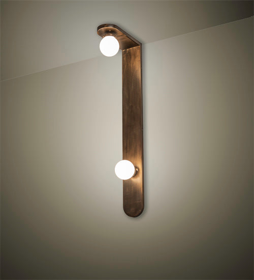 Meyda Lighting Sanderson 240859 6" 2-Light Antique Copper Wall Sconce With White Opal Shade Glass