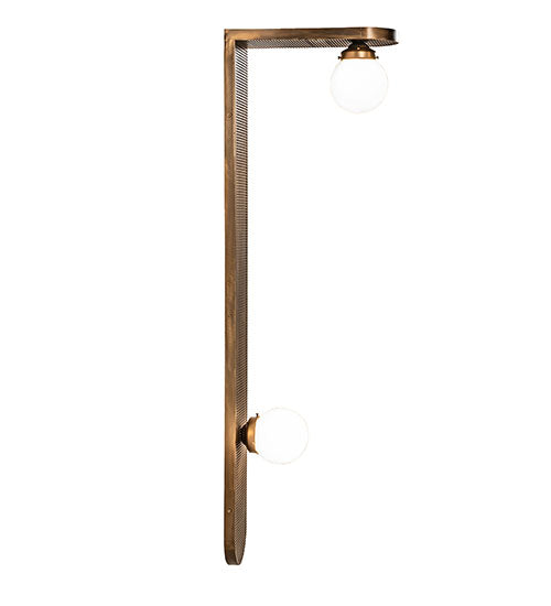 Meyda Lighting Sanderson 240859 6" 2-Light Antique Copper Wall Sconce With White Opal Shade Glass