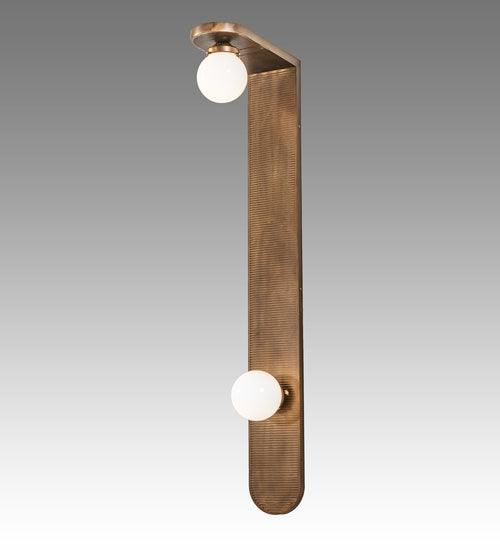 Meyda Lighting Sanderson 240859 6" 2-Light Antique Copper Wall Sconce With White Opal Shade Glass