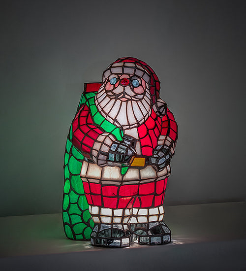 Meyda Lighting Santa Claus 13" Accent Table Lamp With Multi-Colored Shade Glass