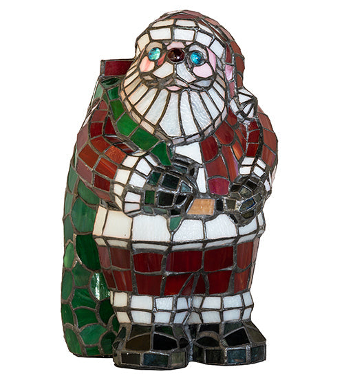 Meyda Lighting Santa Claus 13" Accent Table Lamp With Multi-Colored Shade Glass