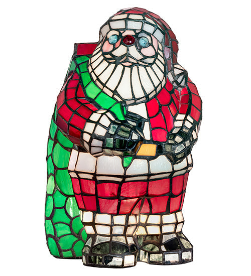 Meyda Lighting Santa Claus 13" Accent Table Lamp With Multi-Colored Shade Glass
