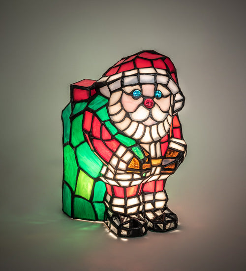 Meyda Lighting Santa Claus 9" Accent Table Lamp With Multi-Colored Shade Glass