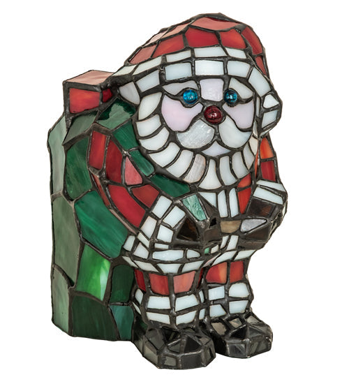 Meyda Lighting Santa Claus 9" Accent Table Lamp With Multi-Colored Shade Glass