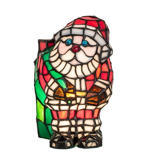 Meyda Lighting Santa Claus 9" Accent Table Lamp With Multi-Colored Shade Glass