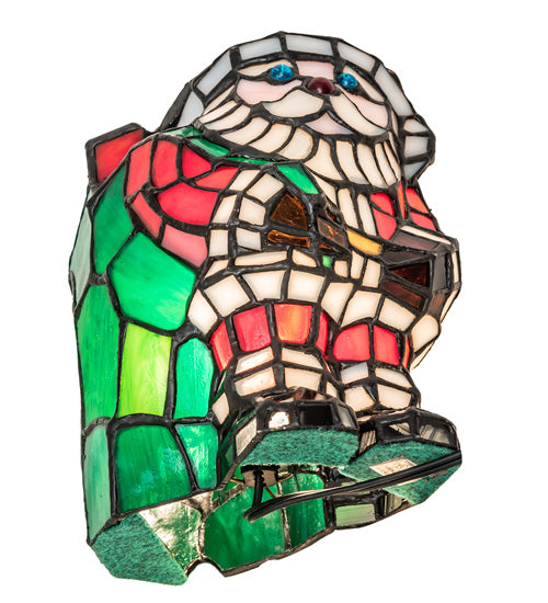 Meyda Lighting Santa Claus 9" Accent Table Lamp With Multi-Colored Shade Glass