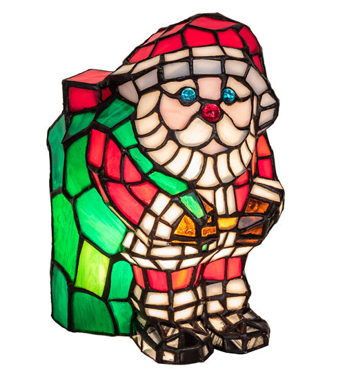 Meyda Lighting Santa Claus 9" Accent Table Lamp With Multi-Colored Shade Glass