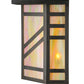 Meyda Lighting Santa Fe 11" 2-Light Craftsman Brown On Brass Wall Sconce With Beige Iridescent Shade Glass