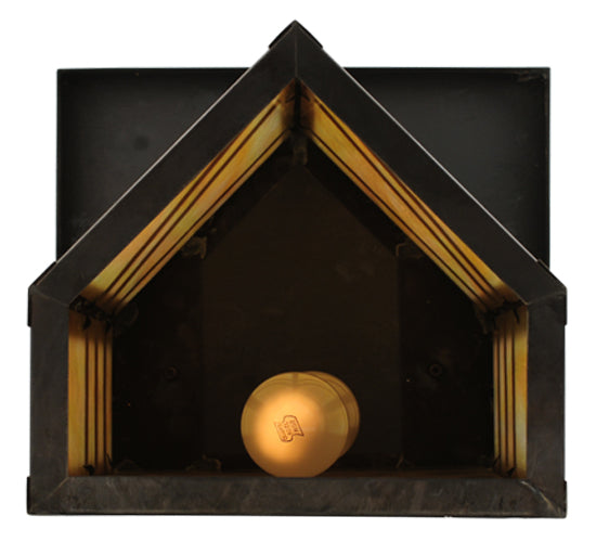 Meyda Lighting Santa Fe 11" 2-Light Craftsman Brown On Brass Wall Sconce With Beige Iridescent Shade Glass