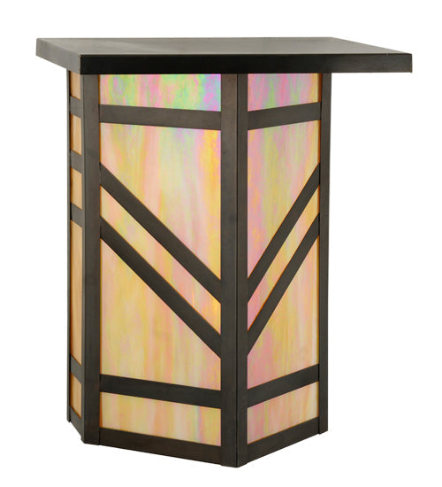 Meyda Lighting Santa Fe 11" 2-Light Craftsman Brown On Brass Wall Sconce With Beige Iridescent Shade Glass