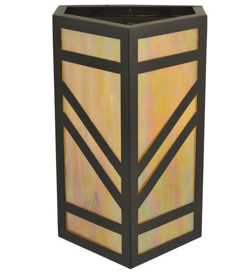 Meyda Lighting Santa Fe 11" Timeless Bronze Wall Sconce With Beige Iridescent Shade Glass