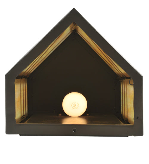 Meyda Lighting Santa Fe 11" Timeless Bronze Wall Sconce With Beige Iridescent Shade Glass With Top Cover