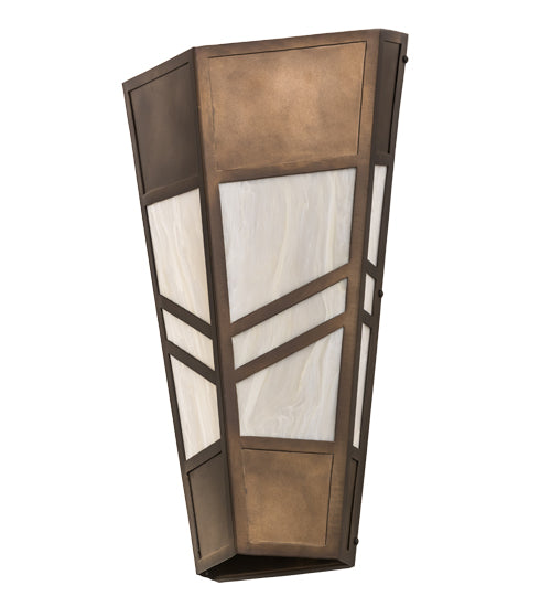 Meyda Lighting Santa Fe 12" 3-Light Antique Copper Wall Sconce With Creme Carrare Idalight Shade Glass