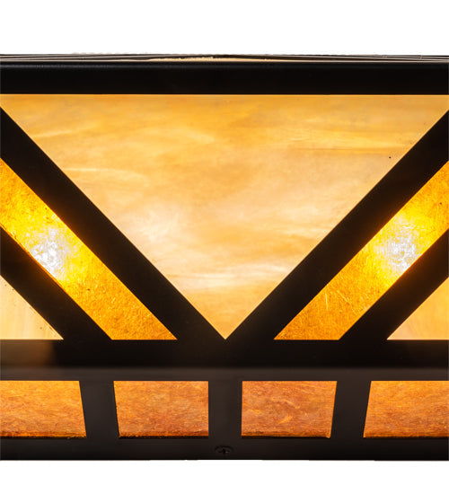 Meyda Lighting Santa Fe 14" 2-Light Flat Black Vanity Light With Beige Iridescent & Amber Mica Shade Glass