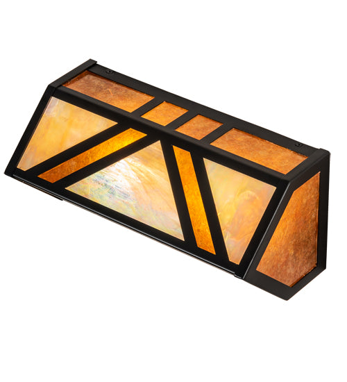 Meyda Lighting Santa Fe 14" 2-Light Flat Black Vanity Light With Beige Iridescent & Amber Mica Shade Glass