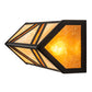 Meyda Lighting Santa Fe 14" 2-Light Flat Black Vanity Light With Beige Iridescent & Amber Mica Shade Glass