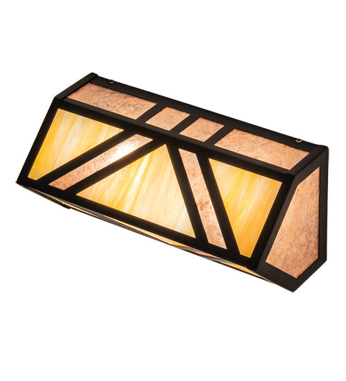 Meyda Lighting Santa Fe 14" 2-Light Flat Black Wall Sconce With Beige Iridescent & Silver Mica Shade Glass