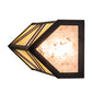 Meyda Lighting Santa Fe 14" 2-Light Flat Black Wall Sconce With Beige Iridescent & Silver Mica Shade Glass