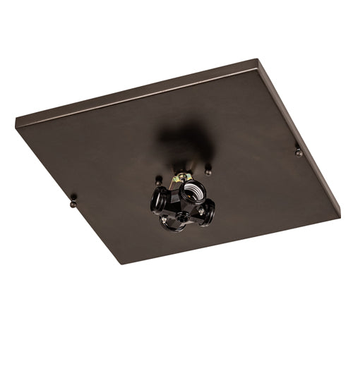 Meyda Lighting Santa Fe 18" 4-Light Oil Rubbed Bronze Flush Mount Light With Beige Iridescent Shade Glass