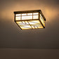 Meyda Lighting Santa Fe 18" 4-Light Oil Rubbed Bronze Flush Mount Light With Beige Iridescent Shade Glass