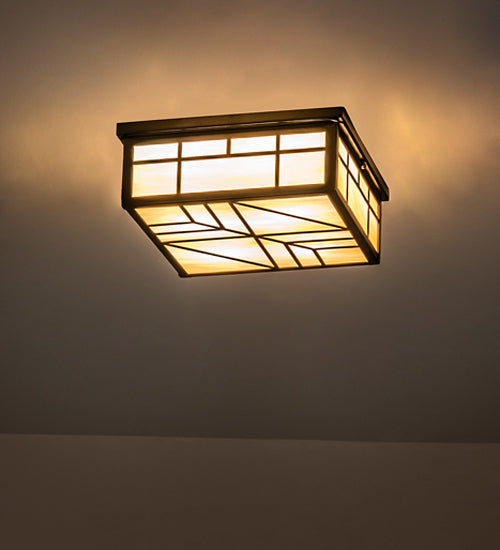 Meyda Lighting Santa Fe 18" 4-Light Oil Rubbed Bronze Flush Mount Light With Beige Iridescent Shade Glass