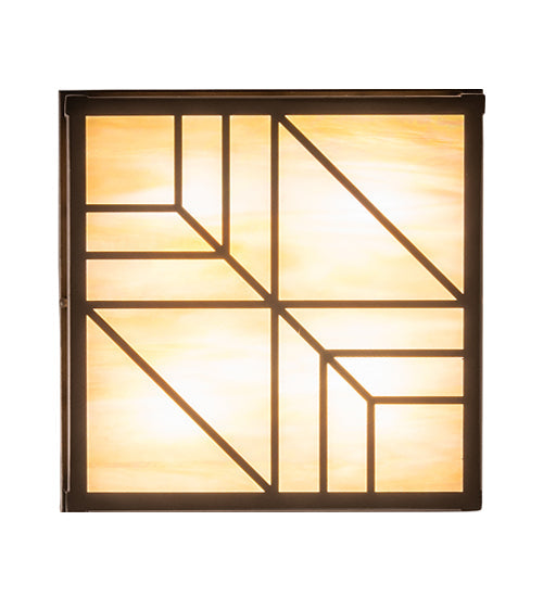 Meyda Lighting Santa Fe 18" 4-Light Oil Rubbed Bronze Flush Mount Light With Beige Iridescent Shade Glass