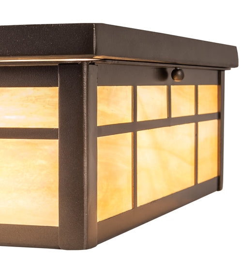 Meyda Lighting Santa Fe 18" 4-Light Oil Rubbed Bronze Flush Mount Light With Beige Iridescent Shade Glass