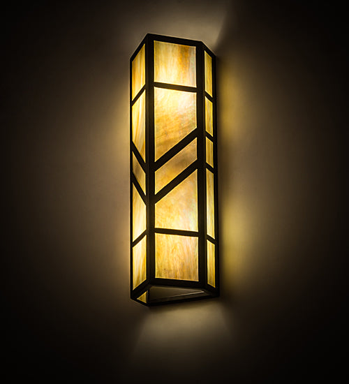 Meyda Lighting Santa Fe 183952 7" 2-Light Oil Rubbed Bronze Wall Sconce With Beige Iridescent Shade Glass