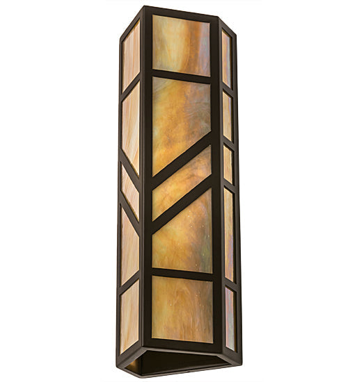 Meyda Lighting Santa Fe 183952 7" 2-Light Oil Rubbed Bronze Wall Sconce With Beige Iridescent Shade Glass