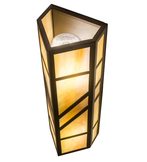 Meyda Lighting Santa Fe 183952 7" 2-Light Oil Rubbed Bronze Wall Sconce With Beige Iridescent Shade Glass