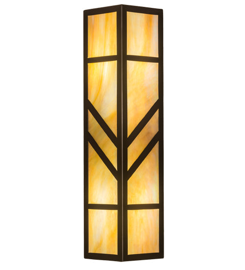 Meyda Lighting Santa Fe 183952 7" 2-Light Oil Rubbed Bronze Wall Sconce With Beige Iridescent Shade Glass