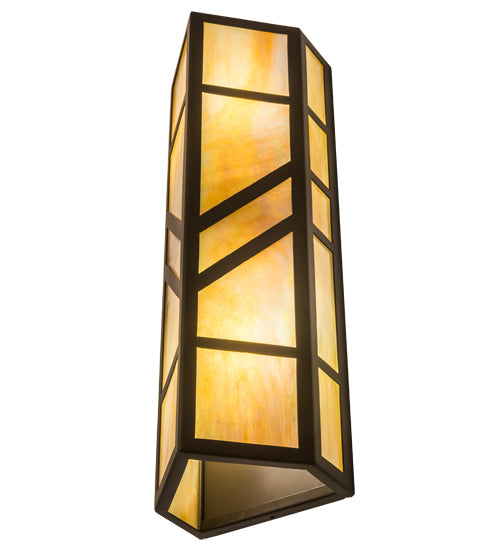 Meyda Lighting Santa Fe 183952 7" 2-Light Oil Rubbed Bronze Wall Sconce With Beige Iridescent Shade Glass