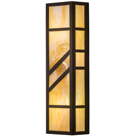 Meyda Lighting Santa Fe 183952 7" 2-Light Oil Rubbed Bronze Wall Sconce With Beige Iridescent Shade Glass
