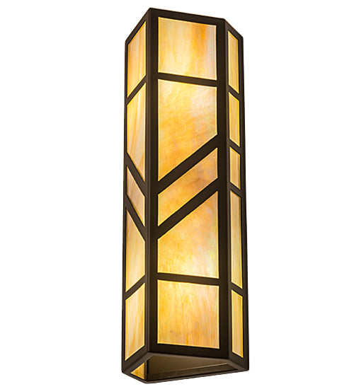 Meyda Lighting Santa Fe 183952 7" 2-Light Oil Rubbed Bronze Wall Sconce With Beige Iridescent Shade Glass