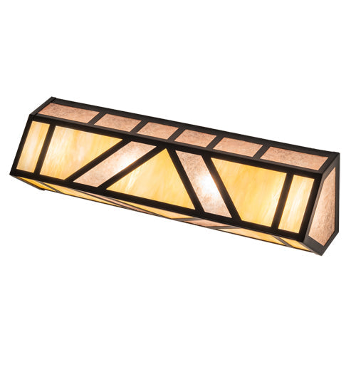 Meyda Lighting Santa Fe 23" 4-Light Flat Black Wall Sconce With Beige Iridescent & Silver Mica Shade Glass